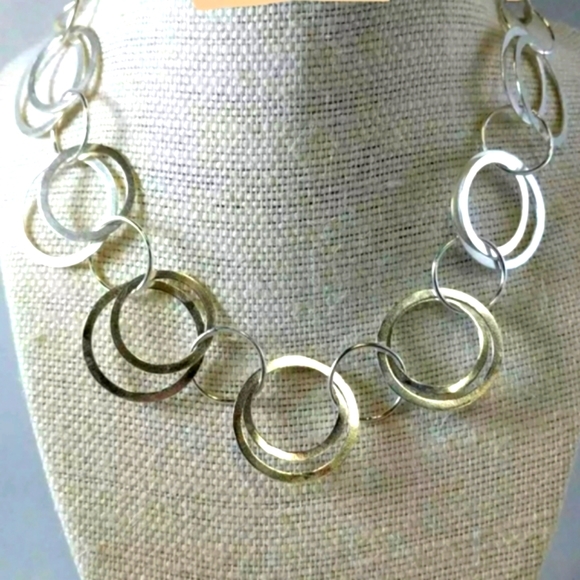 Vintage 925 continuous hoops Sterling silver toggle necklace 32g sterling silver - Picture 8 of 14